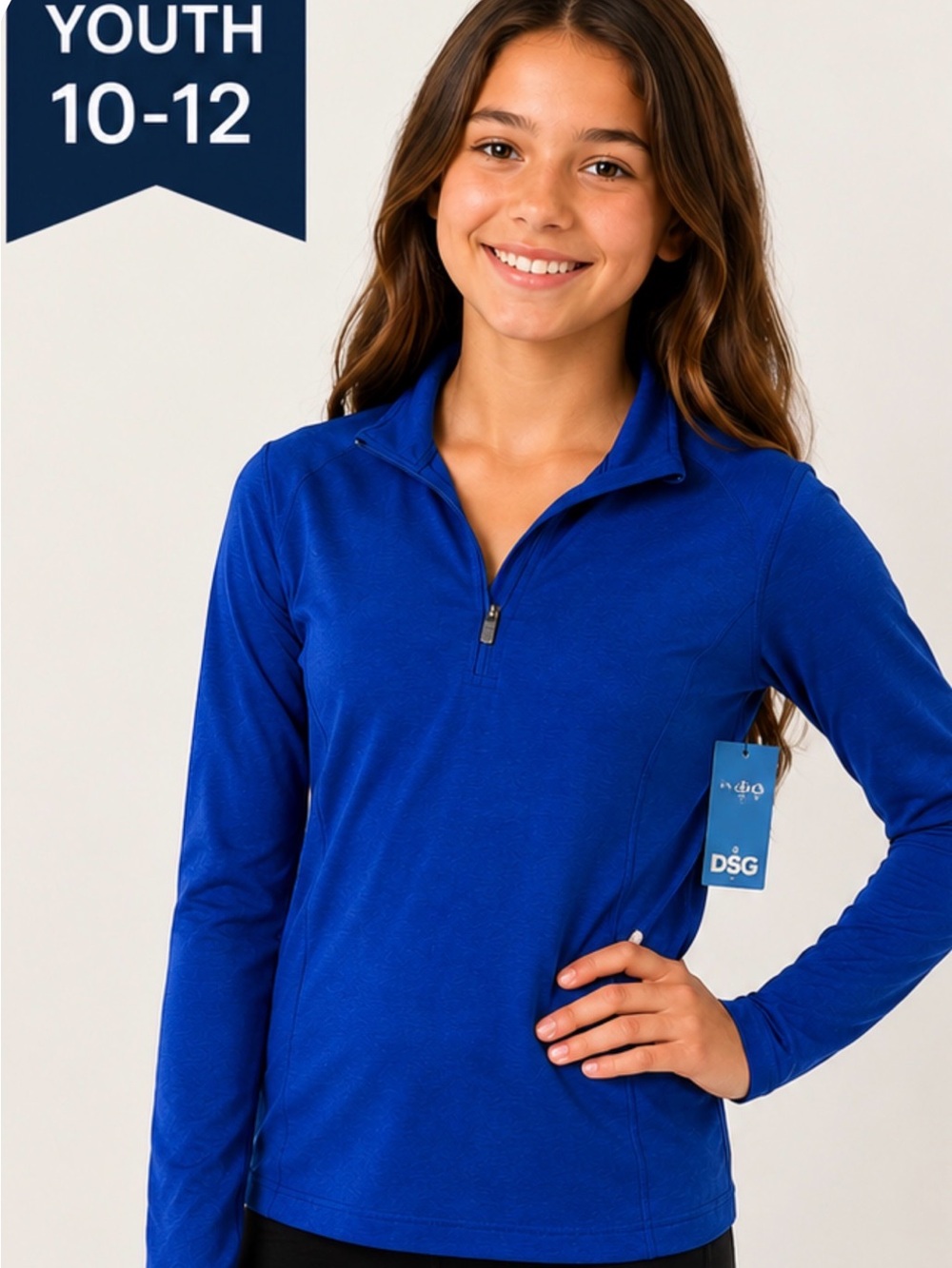 DSG Royal Blue Girls or Boys Quarter-Zip Pullover 10-12 Youth. NWT